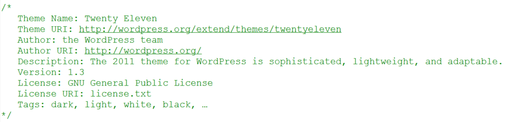 default WordPress theme