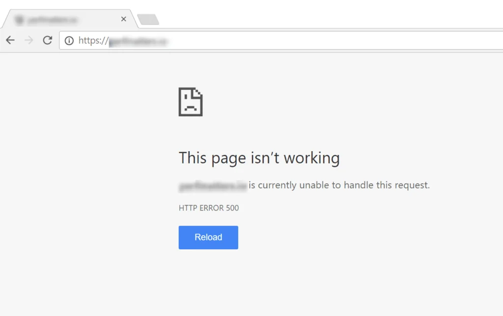 error looks like on Google Chrome