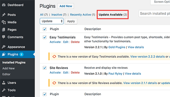 Avoid Updating all Plugins at Once 