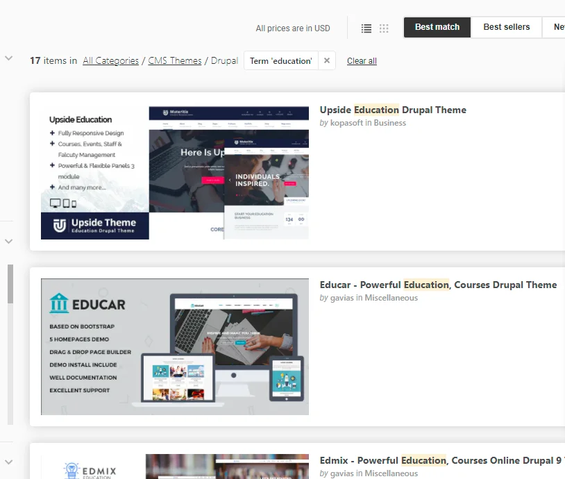 drupal themes for education niche