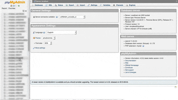 WooCommerce Database backup -phyMyAdmin