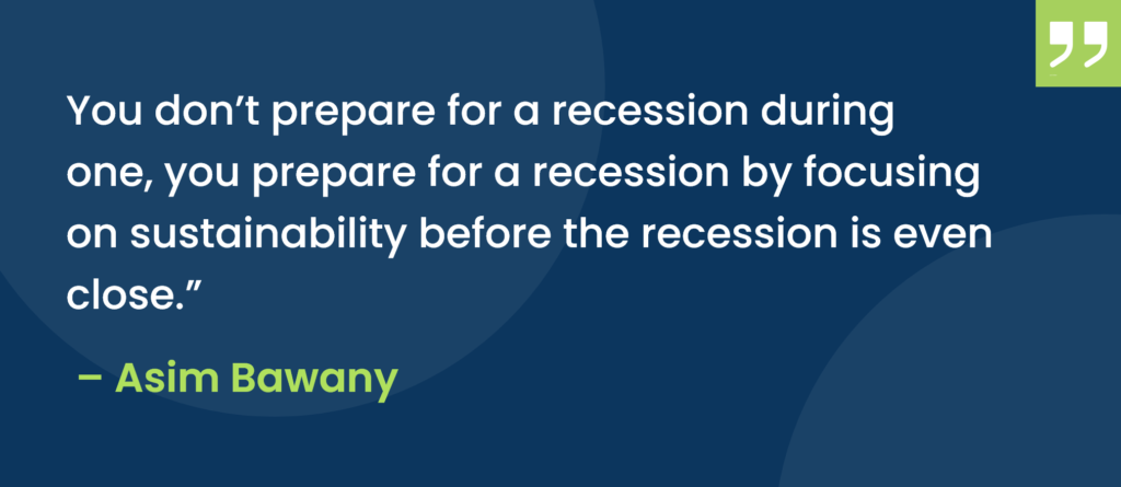 What To Do In Preparation For a Recession, quote of Asim Bawany. Ceo Codup